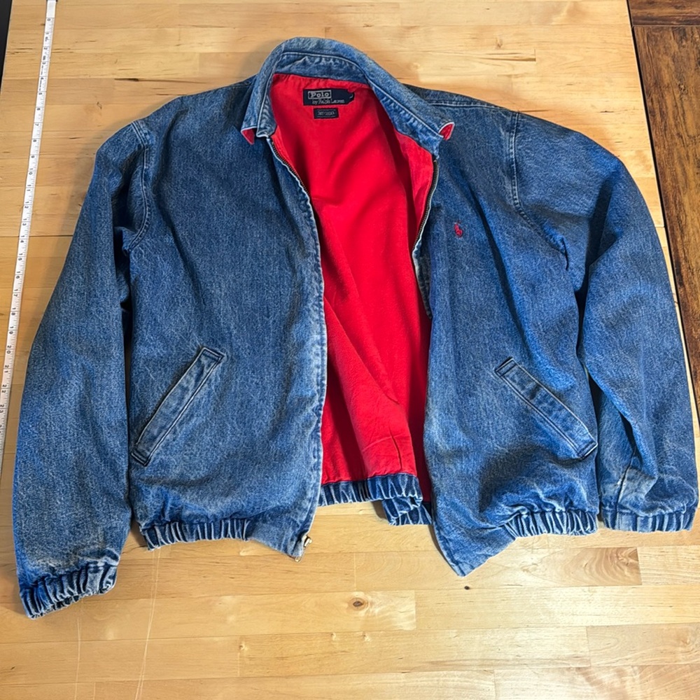 Vintage Polo by Ralph Lauren Denim Jacket Red Lining and collar Large